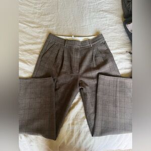 Aritzia Brown Plaid Women’s Wide Leg Trousers